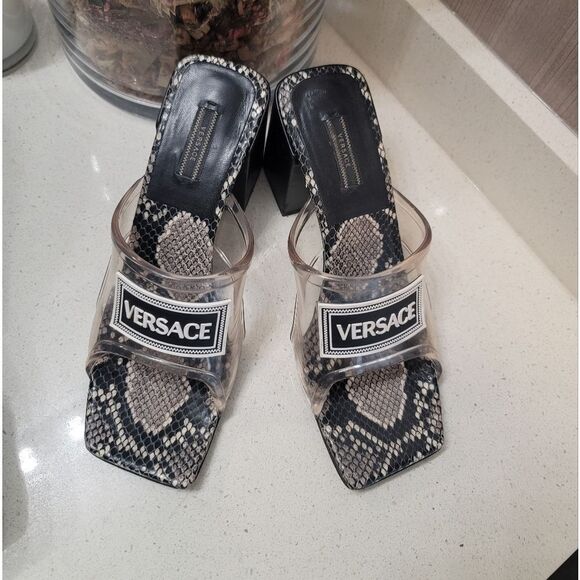 Versace 70 PVC Snakeskin sandal Sz 38 - Picture 1 of 11